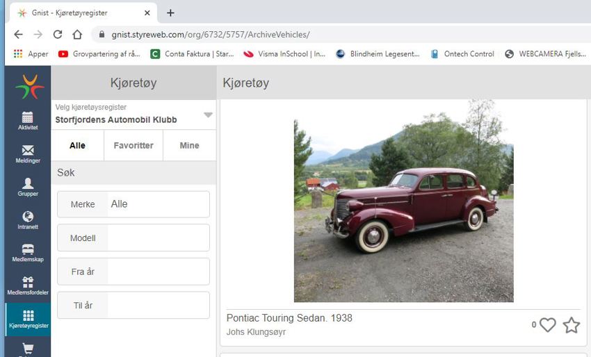 Klubbens kjøretøyregister