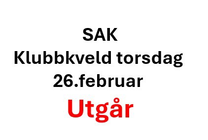 Klubbkveld 26.februar 26 UTGÅR! 
