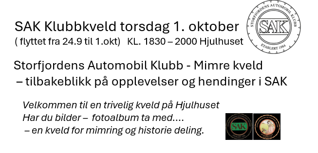 Artikkelbilde til artikkelen Klubbkveld 1. okt. Mimrekveld med tilbakeblikk 